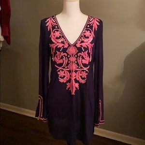 INC long sleeve rhinestone detail tunic top